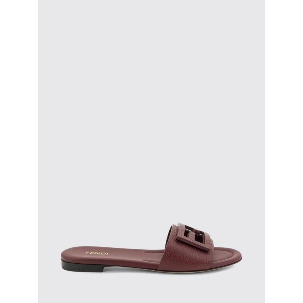 Fendi Women Fendi Baguette Ff Monogram Leather Mules With Low Heel